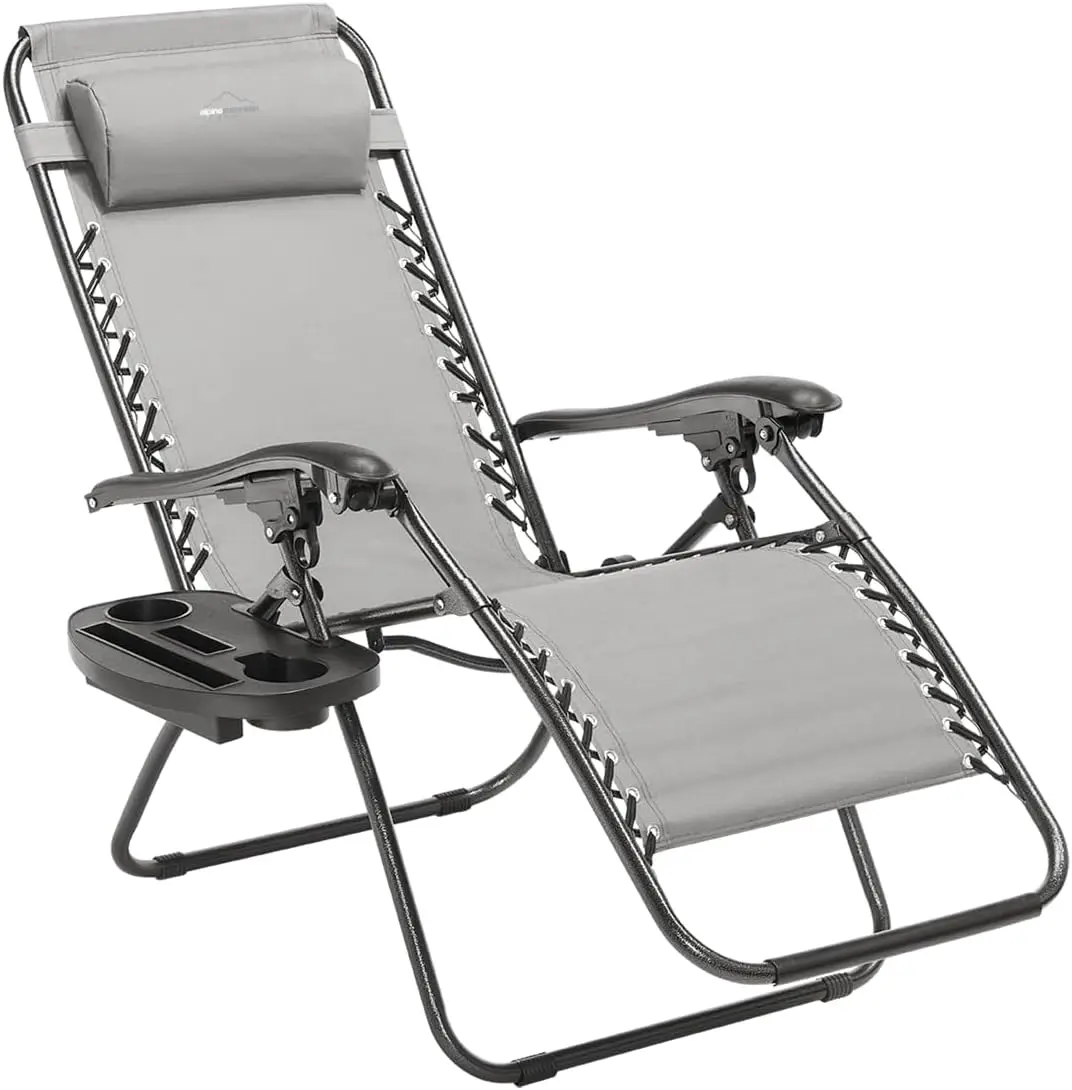 

Heavy Duty Zero Gravity Chair, Adjustable Reclining, Extra Large Side Table, Gray 600D Polyester, 300 lbs Capacity