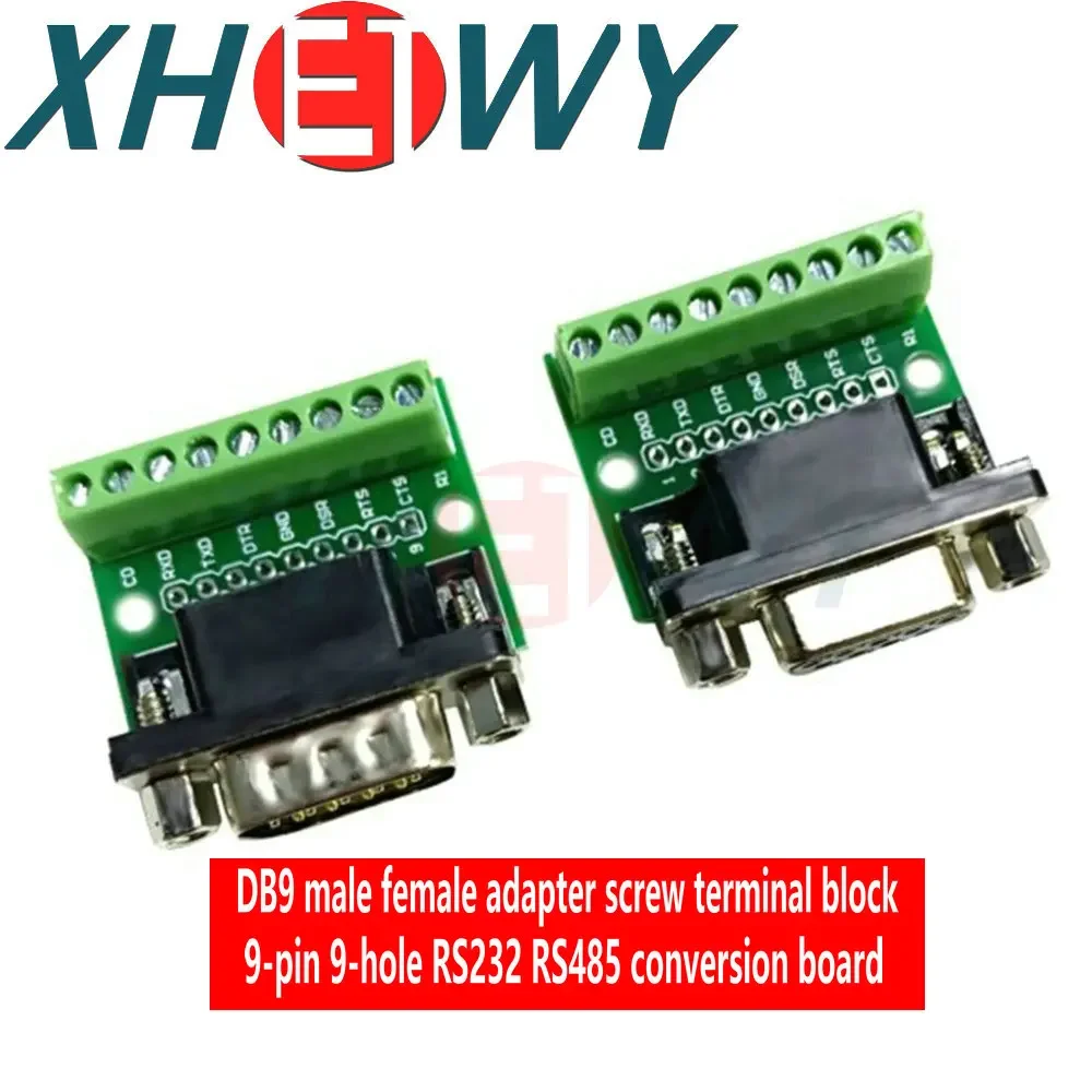 DB9 male and female head transfer screw terminal 9-pin 9-hole RS232 RS485 conversion board