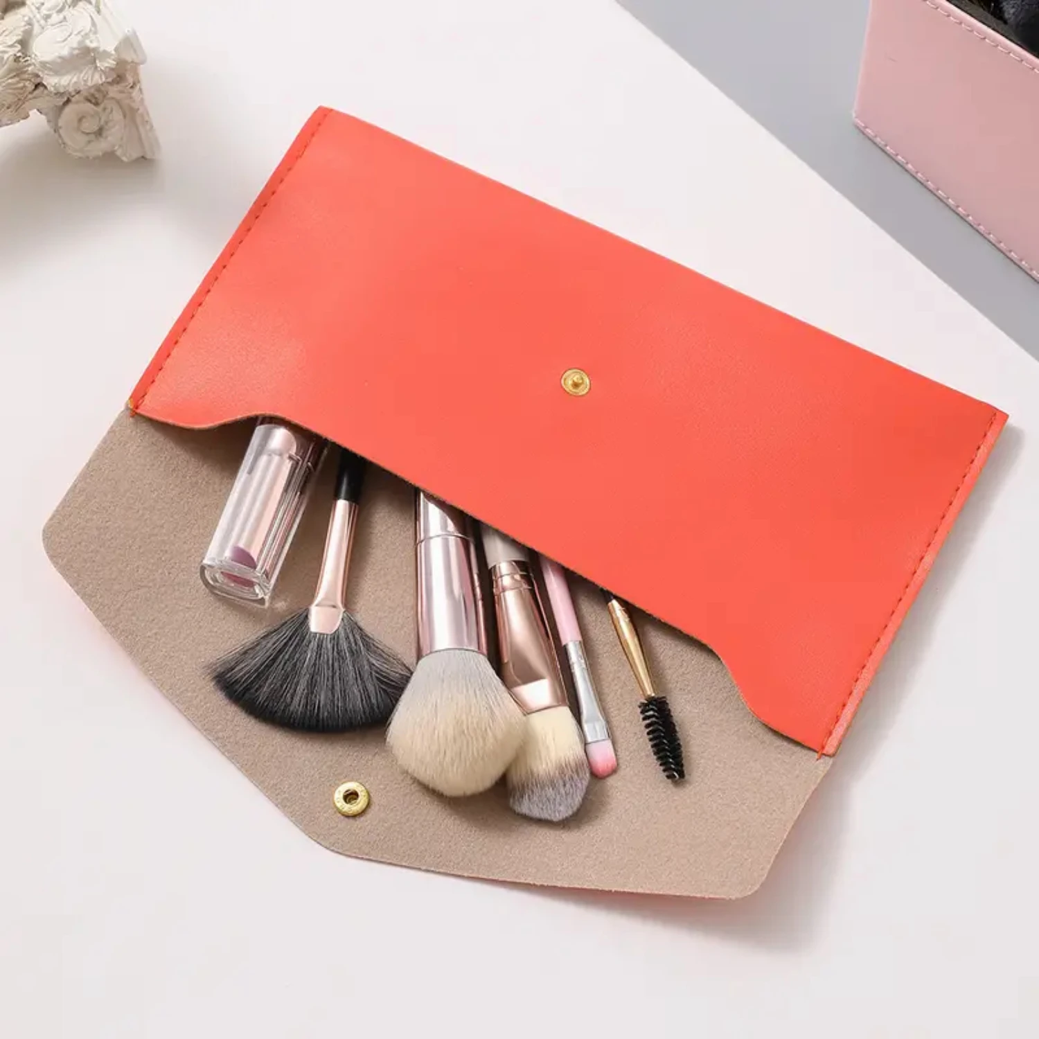 Stylish Makeup Brush & Lipstick Storage Bag, Essential for Everyday & Travel, Perfect for All Occasions, Must-Have Accessory