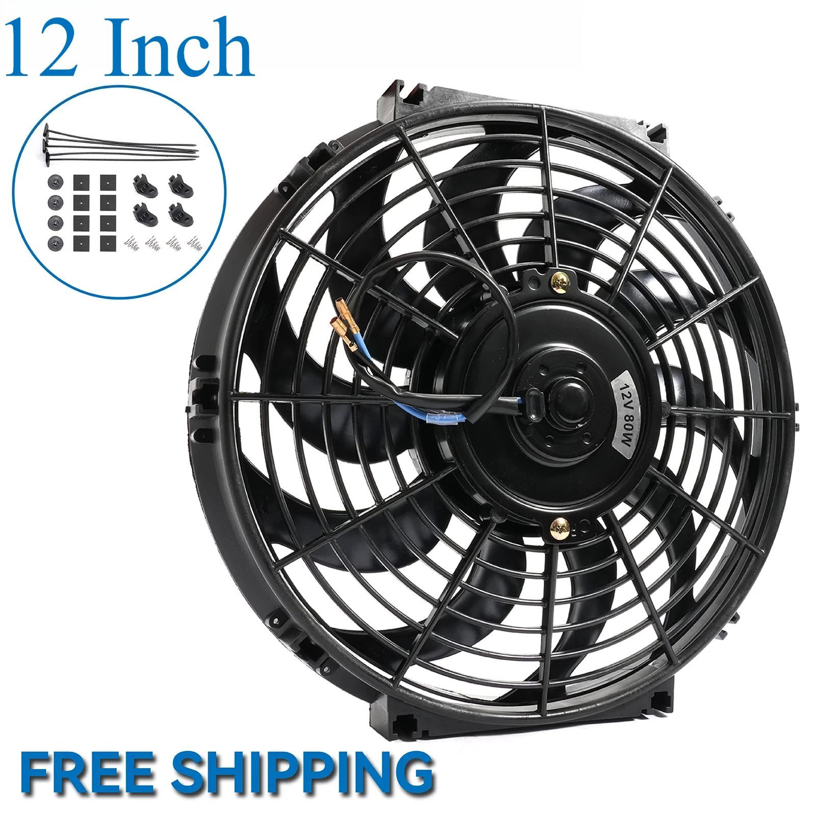 

12 Inch Car Engine Cooling Fan Universal Car Slim Push Pull Electric Engine Cooling Fan 12V with Mounting Kit