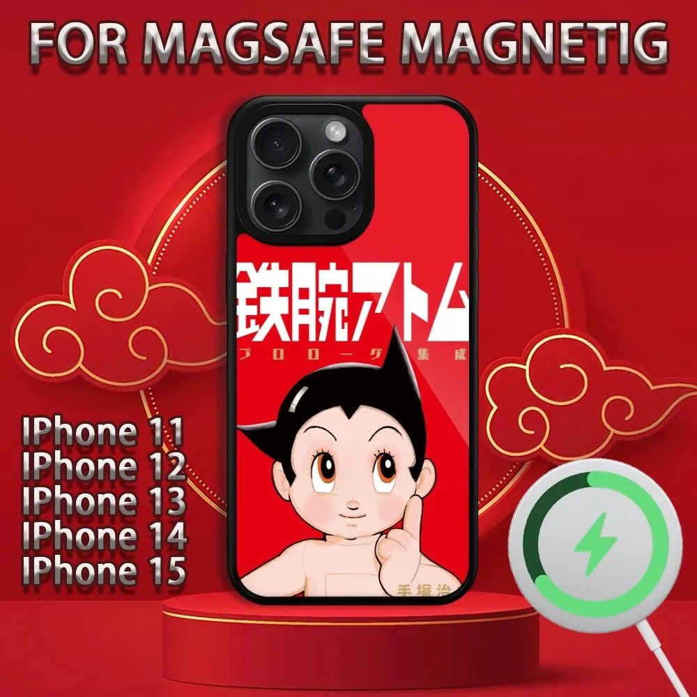 Coque de téléphone Anime Astro Boy, coque de charge magnétique sans fil, Magsafe, iPhone 15 14 13 12 11 Pro Max Plus