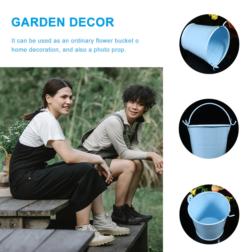 4/12Pcs Small Iron Bucket Planter Pot Pot Cache Pots Garden and Mini Hamper with Handle Drum Wedding Metal Cube