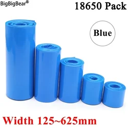 Paquete de tubos termorretráctiles de PVC para batería Lipo 18650, 1 metro, 125mm ~ 625mm de ancho, envoltura de película aislada, funda de litio, funda de Cable azul