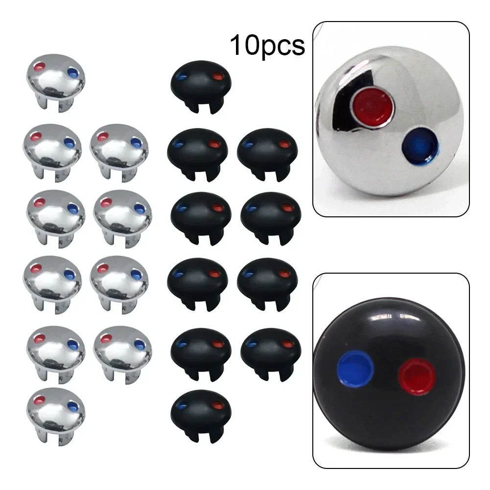 10x Faucet Handle Hot & Cold Water Sign Red And Blue Label Kitchen Bathroom Mixer Tap Indicate For Holes 9*6.8*6cm Approx New