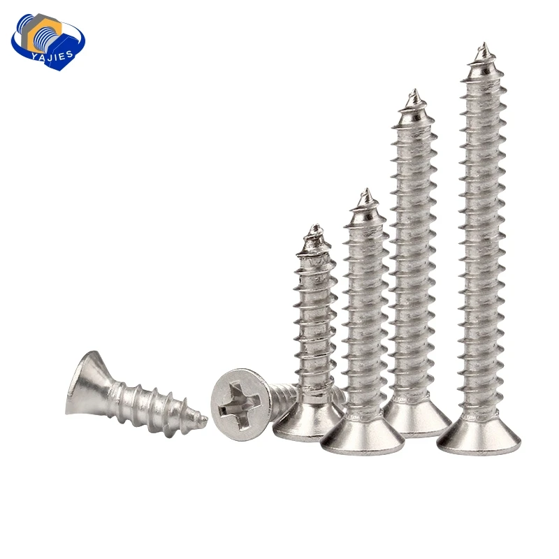 #6/3.5mm #8/4.2mm 50/20Pcs Stainless Flat Head Phillips Screws 18-8 (304) Stainless Steel Countersunk Self Tapping Screws