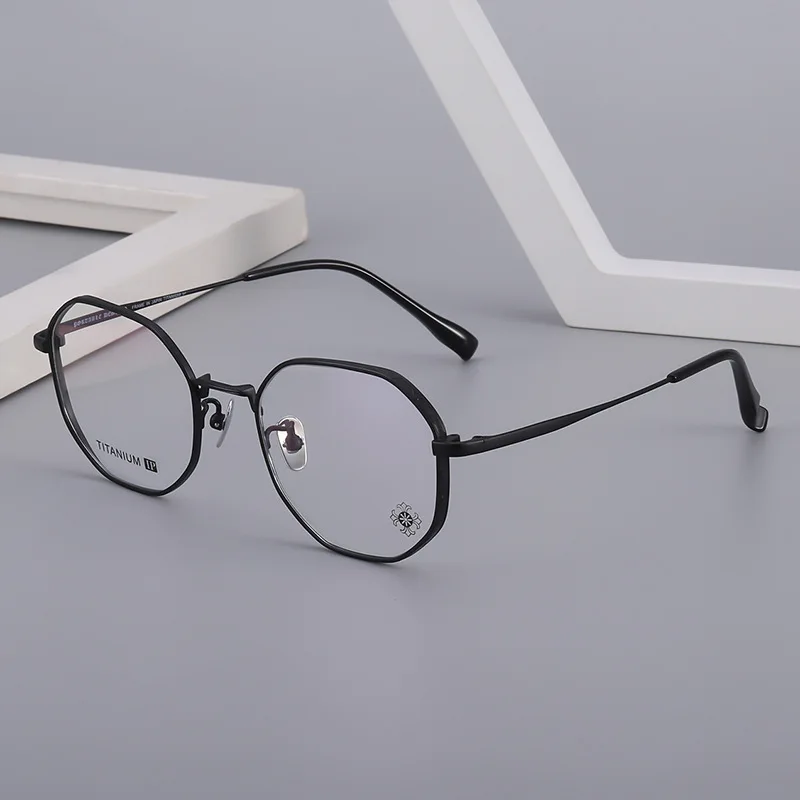 

Glasses Frame Stupid and Handsome Pure Titanium Metal Round Vintage Pattern Women's Glasses Full Frame 6689