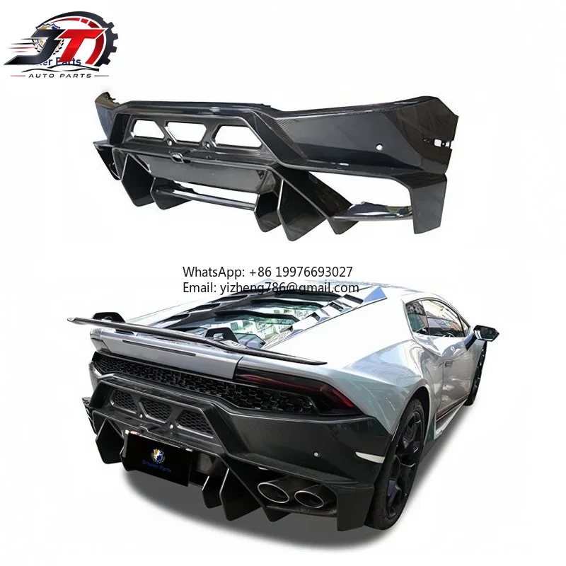 JT Ortuner Vors Style Fiberglass New Bumper Huracan LP580 LP610 High Quality Exhaust Diffuser Screw-On Retrofit Upgrade 6-Month