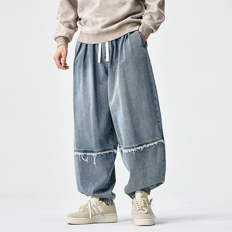 

Fashion Men Loose Jean Pants Hip-Hop Jeans Men's Harajuku Oversized Denim Trousers Men Wide Leg Pants New Streetwear