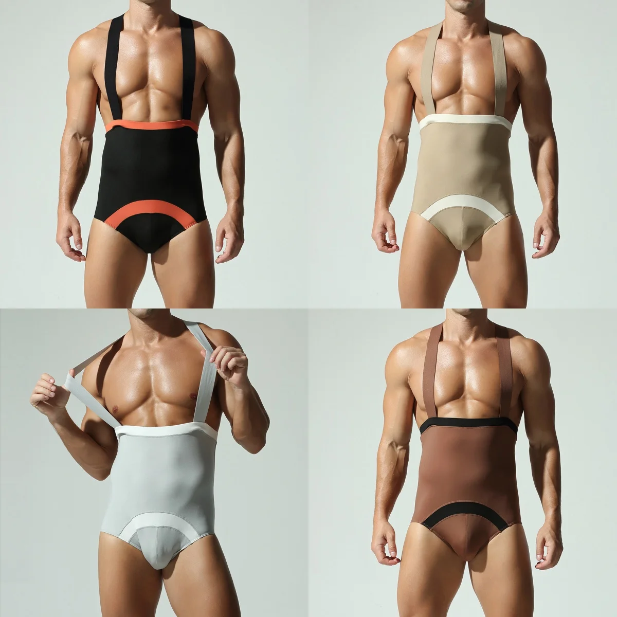 

Мужское боди с бандажом, борцовское нижнее белье, облегающее корректирующее белье, высокая эластичность, спортивное цельное нижнее белье на подтяжках