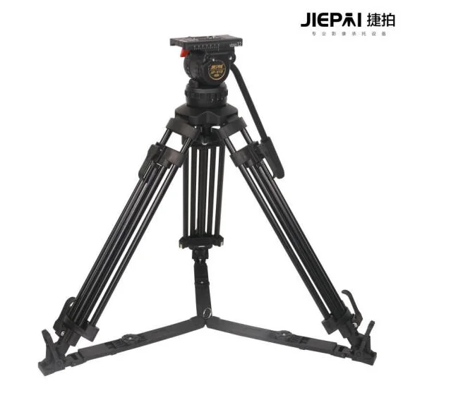 JiePai JP-V12L PRO V12T Tripod Broadcast Level Hydraulic Magnetic Suction Foot Rest Set Aluminum Alloy 12kg Proffesional Tripod