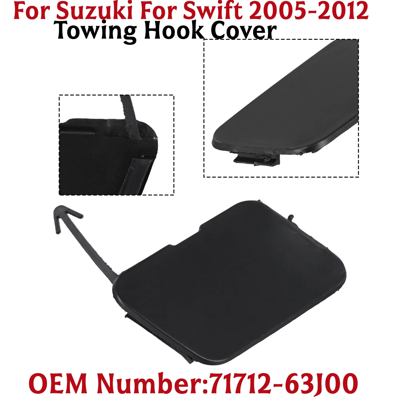 

Car Front Bumper Towing Hook Cover For Suzuki For Swift 2005-12 71712-63J00 BLACK ABS Car Front Bumper Trailer Cover Accessories