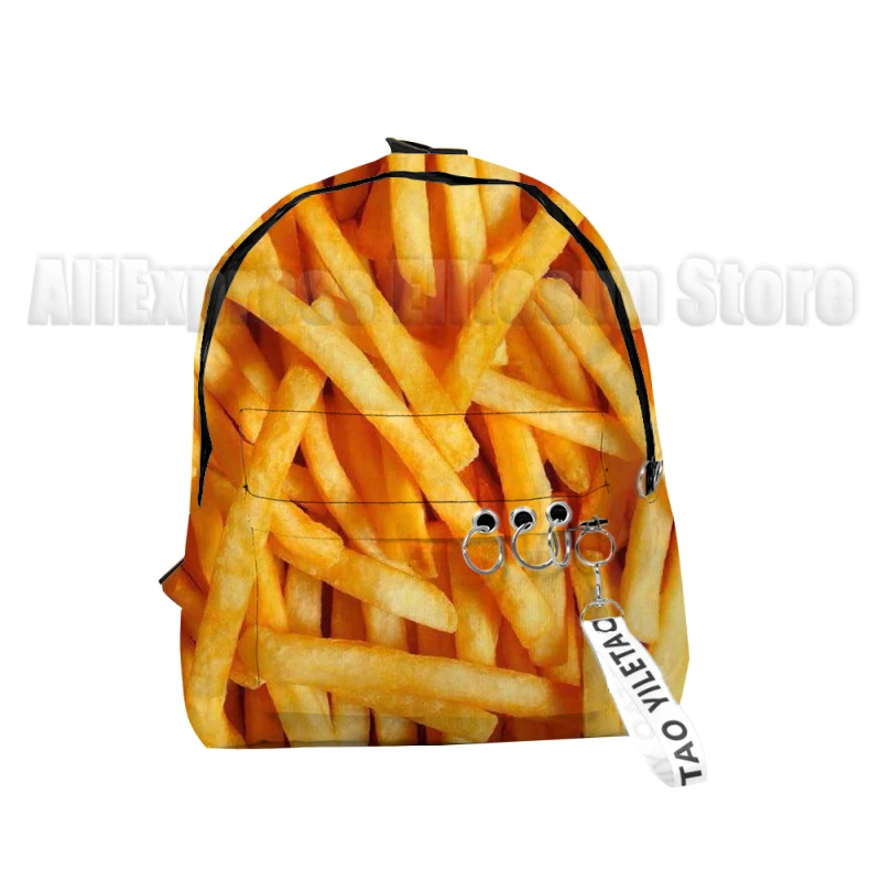 Sac à dos étanche pour garçons et filles, sac à dos de voyage décontracté, imprimé Fruit 3D, frites, Pizza, Donut Macaron, Oxford