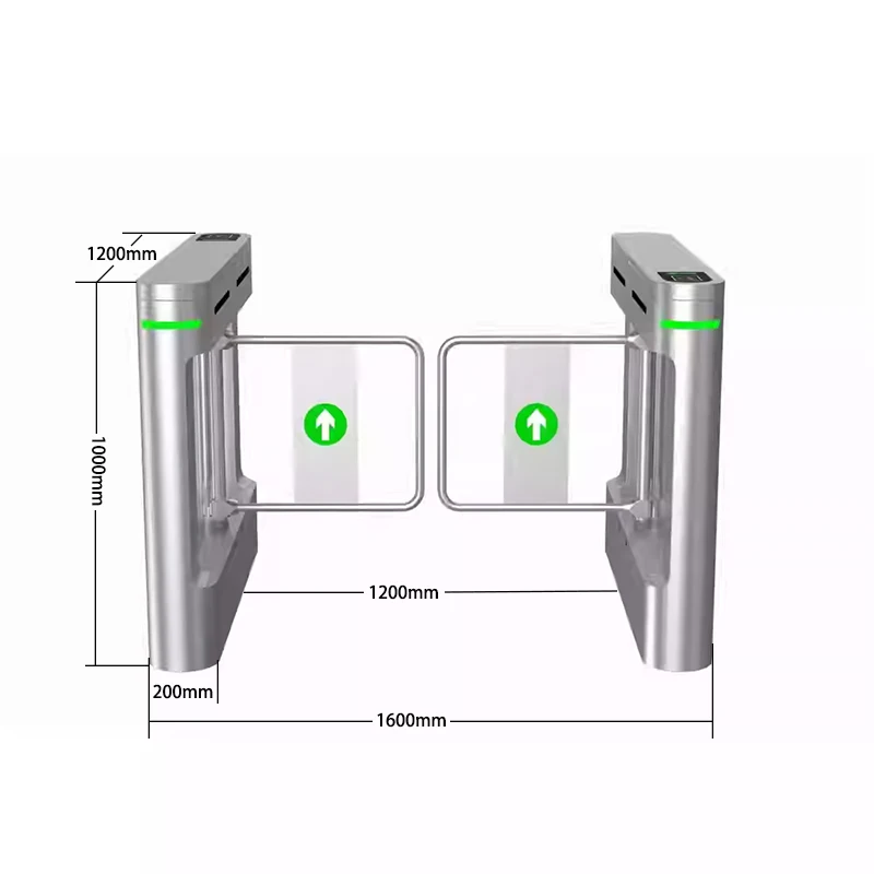 High Security Pedestrian Access Control Swing Barrier Speed Gate Stainless Steel IP54 Face Swing Gate Turnstile Automatic