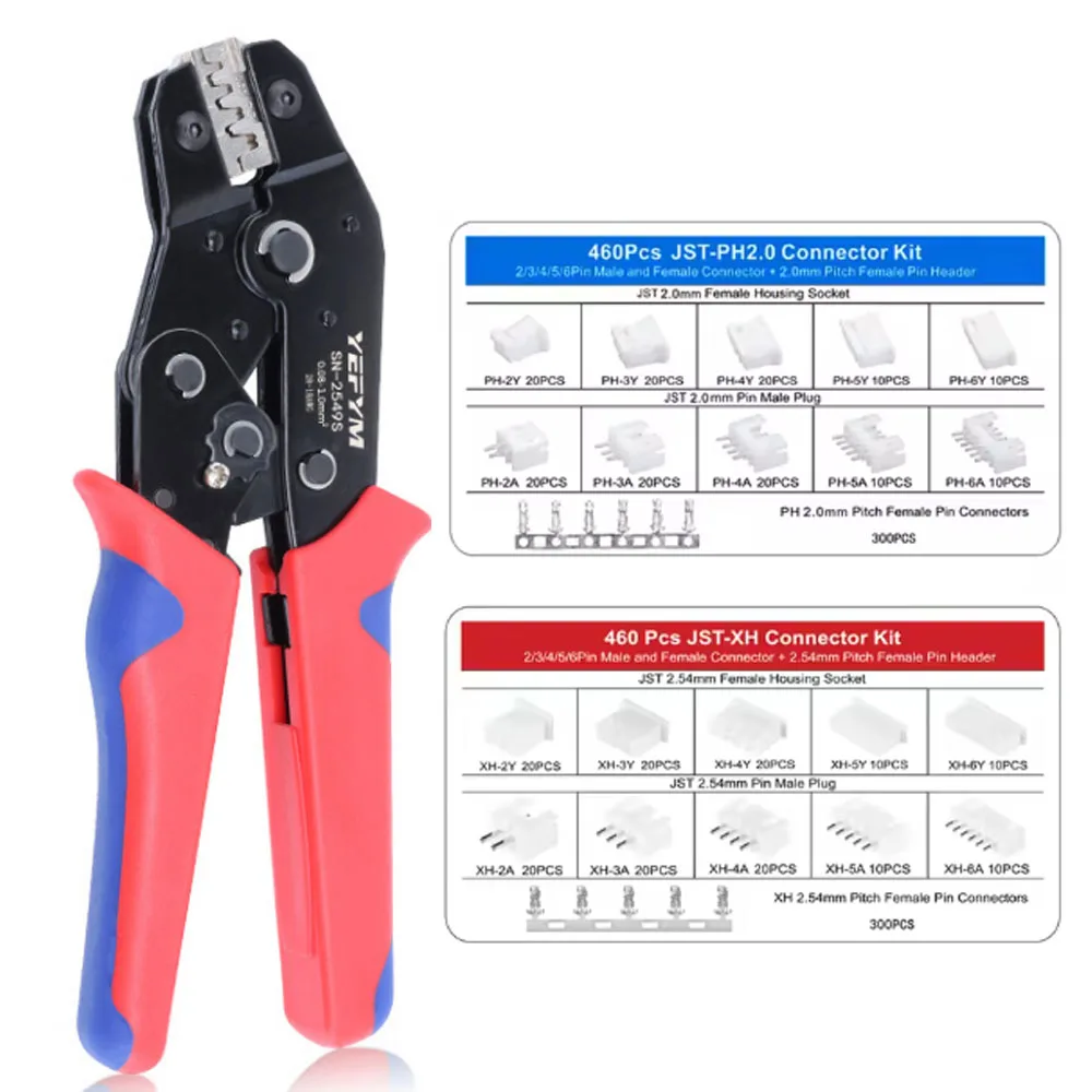 SN-2549 Klemmwerkzeug XH2.54/PH2.0 Drahtcrimpzange für 2P, 3P, 4P, 5P Pins und Gehäuse, JST-Anschluss-Kit, Mini-Steckverbinder-Crimper – Detail 1