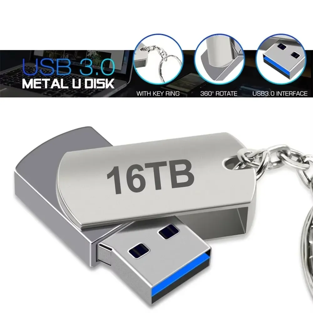 Key Rings Usb 3.0 Pendrive 128TB High Speed Pen Drive 16TB Metal Cle Usb Flash Drive 4TB 8TB Portable SSD Memoria Usb