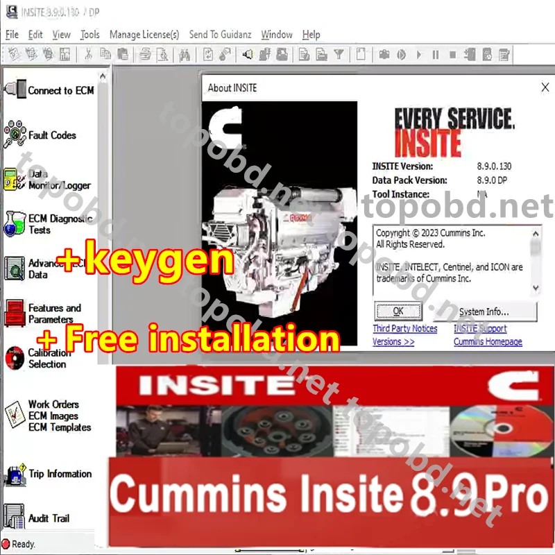 

Cummins Insite 8.9 PRO с программным обеспечением для диагностики двигателя Keygen Регулировка кода неисправности Редактирование Разборка Бесплатная установка ECM