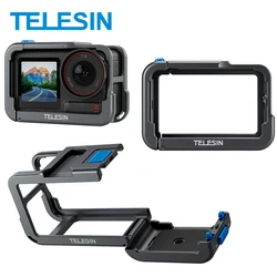 TELESIN Aluminium Alloy Frame Case For DJI OSMO Action 3 4 5 Pro Double Clod Shoe Cage Protective Shell For DJI Action 3 4 5pro