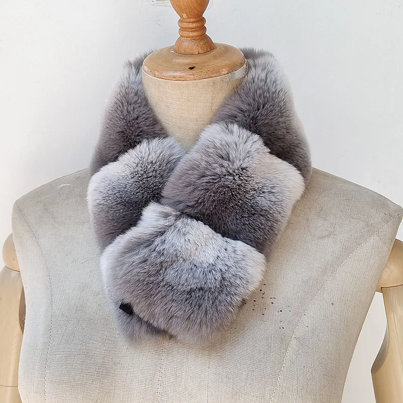 

2025 женский зимний короткий шарф из натурального меха кролика рекс, модные теплые шарфы высокого качества из натурального меха, женские теплые шарфы на шею
