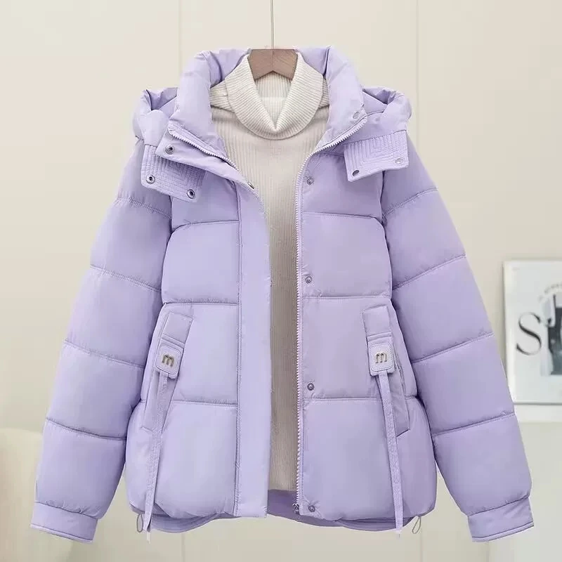 Womens Hooded Short Puffer Cotton Coat Winter Warm Quilted Jackets Woman Casual Thick Outerwear Fashionable versatile jacket