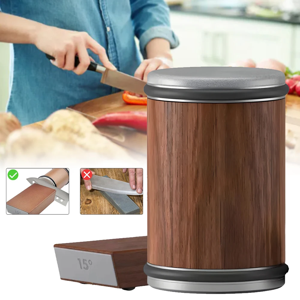 Aiguiseur de couteaux à base magnétique avec 15 lames ° /20 °   Affûteur multifonctionnel antidérapant à double angle réglable, pierre à aiguiser rapide en diamant pour couteaux de cuisine