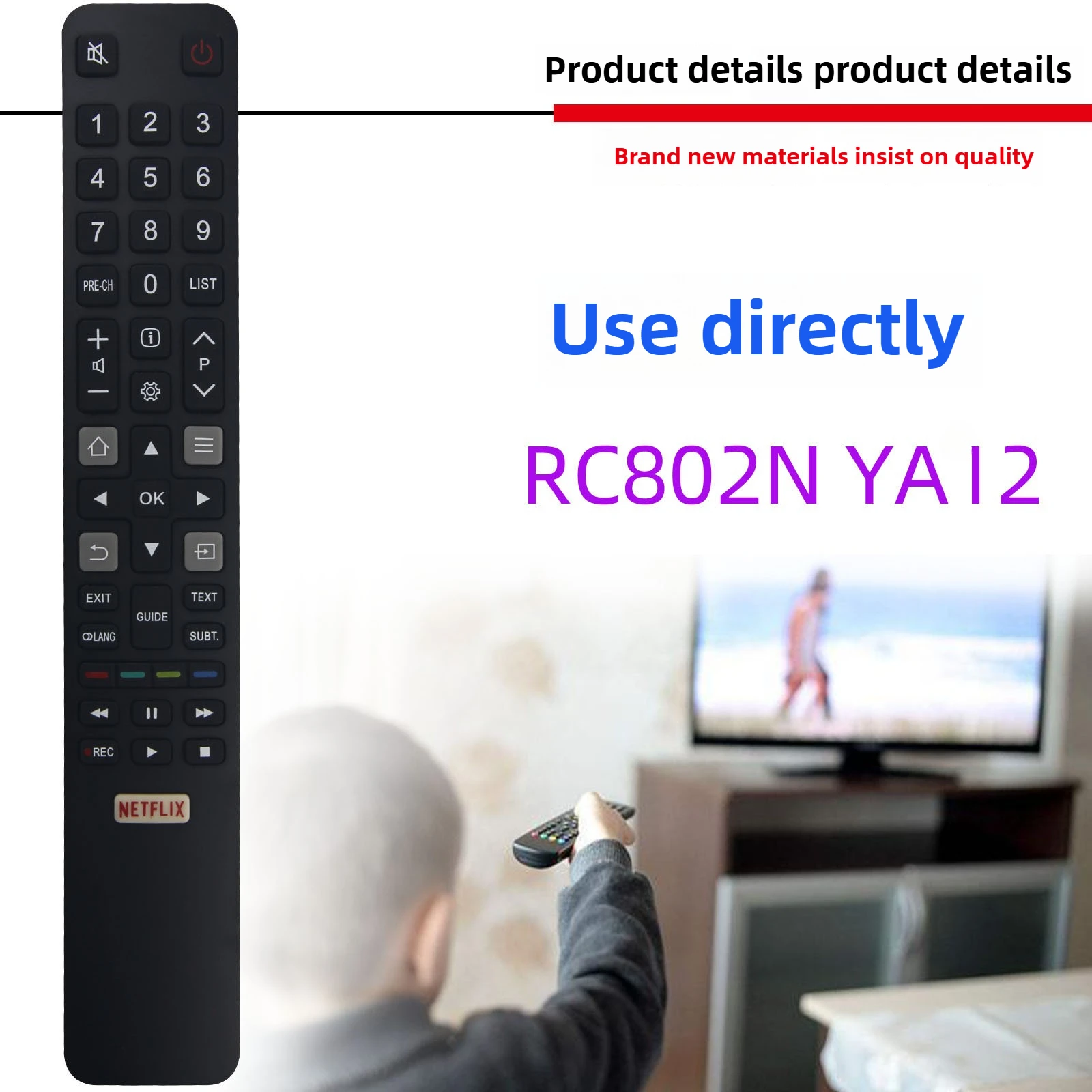 Remote Control RC802N for TCL Replaced Smart TV Remote Control RC802N YAI4 YAI2 YLI 2 YUI5 YMI1