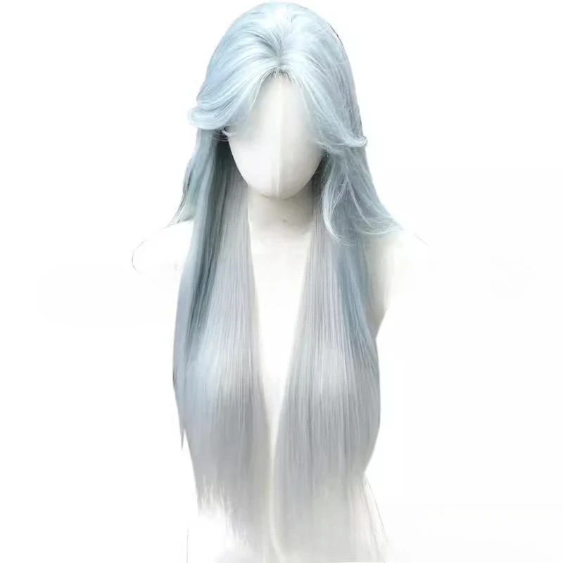 ไฮไลท์ขายดี วิกผมสีขาว อารมณ์เย็น ผมยาวตรง ผ้าคลุมเต็มศีรษะ วิกผมคอสเพลย์แบบค่อยเป็นค่อยไป