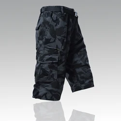 Male Camo Shorts 3/4 Below Knee Cargo Capri Pants Outdoor Quick Dry Joggers Hombre Pants Y2K Camping Hiking Fishing