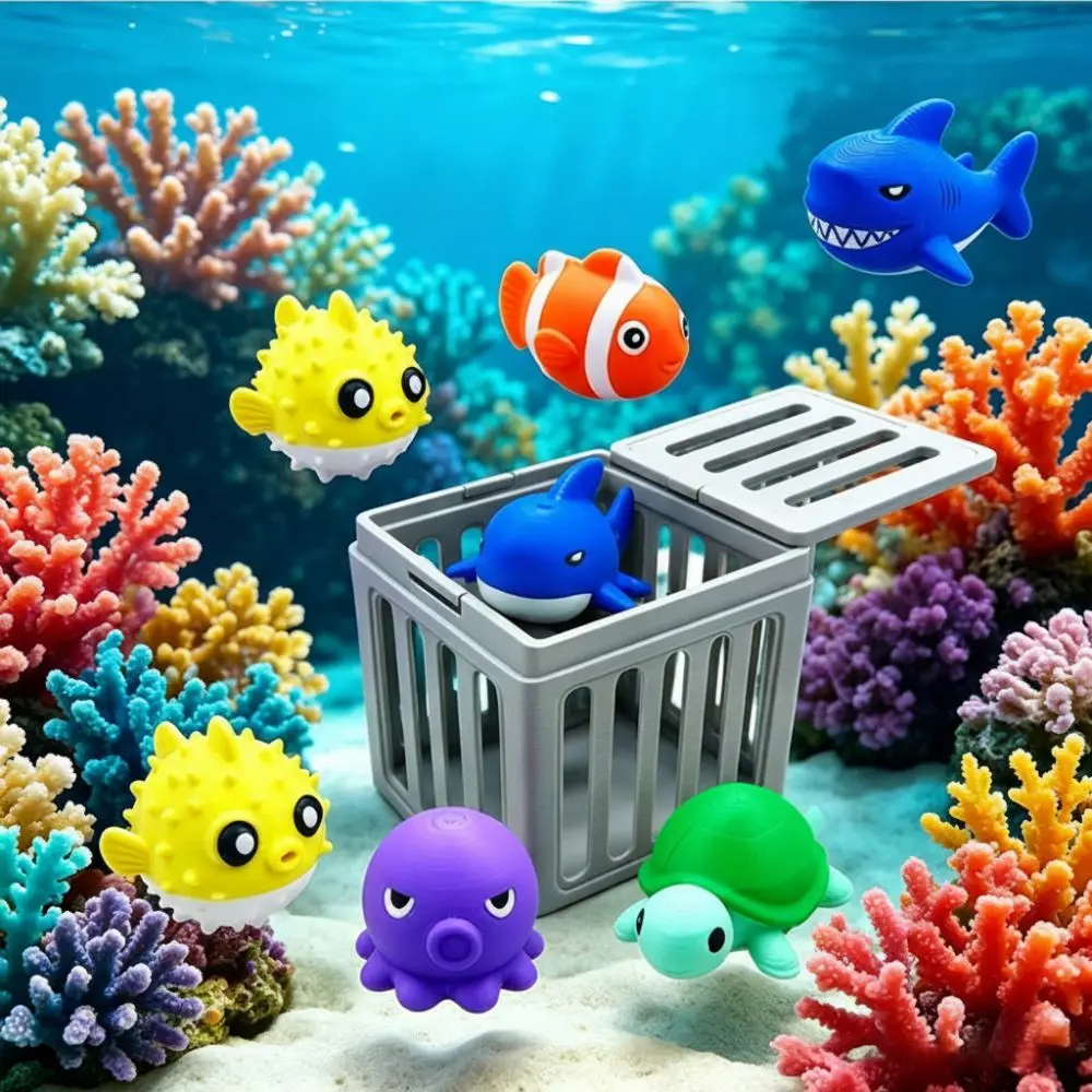 Ocean Animals Children's Pool Diving Toys Cute Cartoon Design Octopus/Whale/Turtle/Pufferfish Underwater Dive Toys