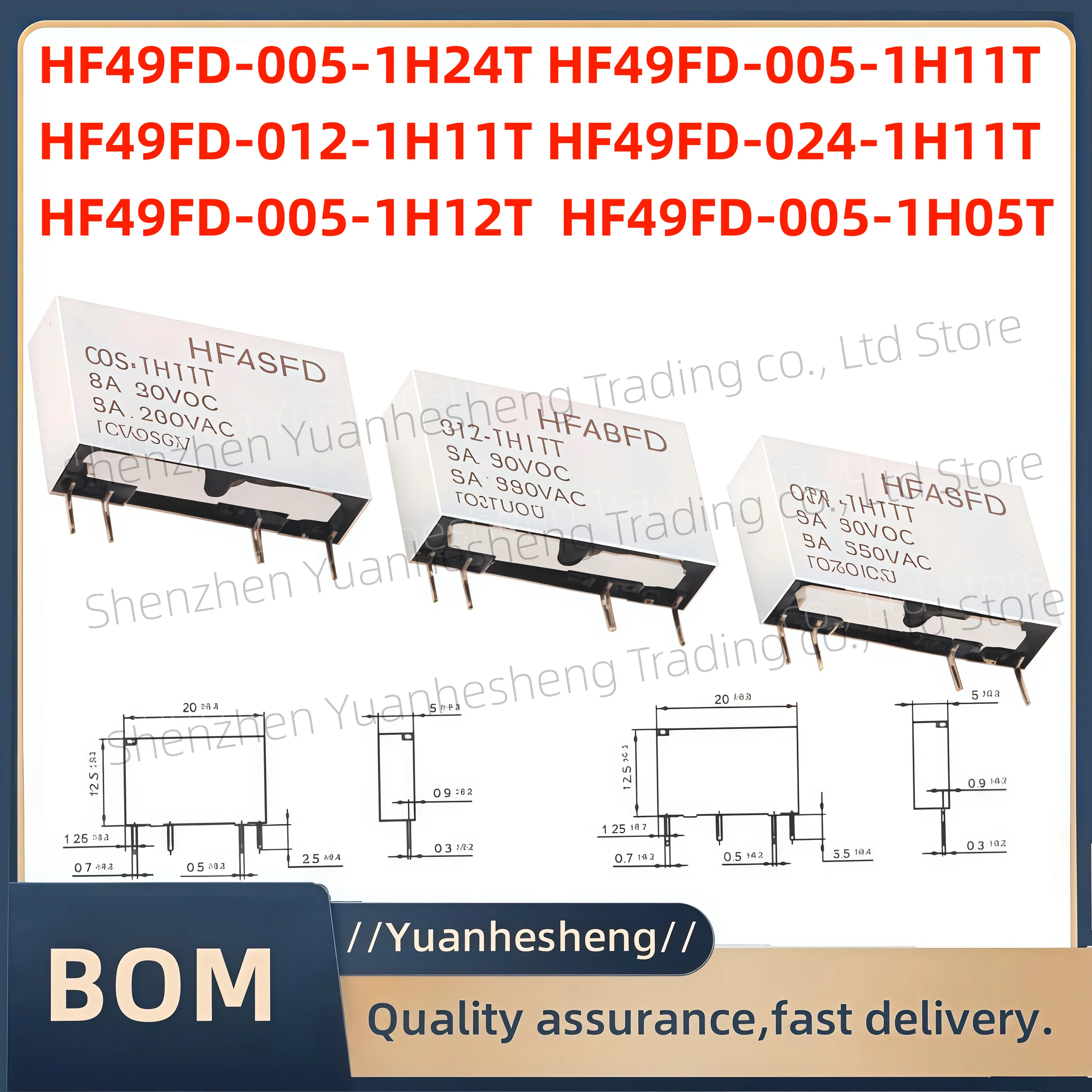 

5PCS/Lot Brand new and original HF49FD-012-1H12 HF49FD-005 1H11 1H11T 1H12T 5A 5V 12V 24V HF49FD-024-1H11T power Relay