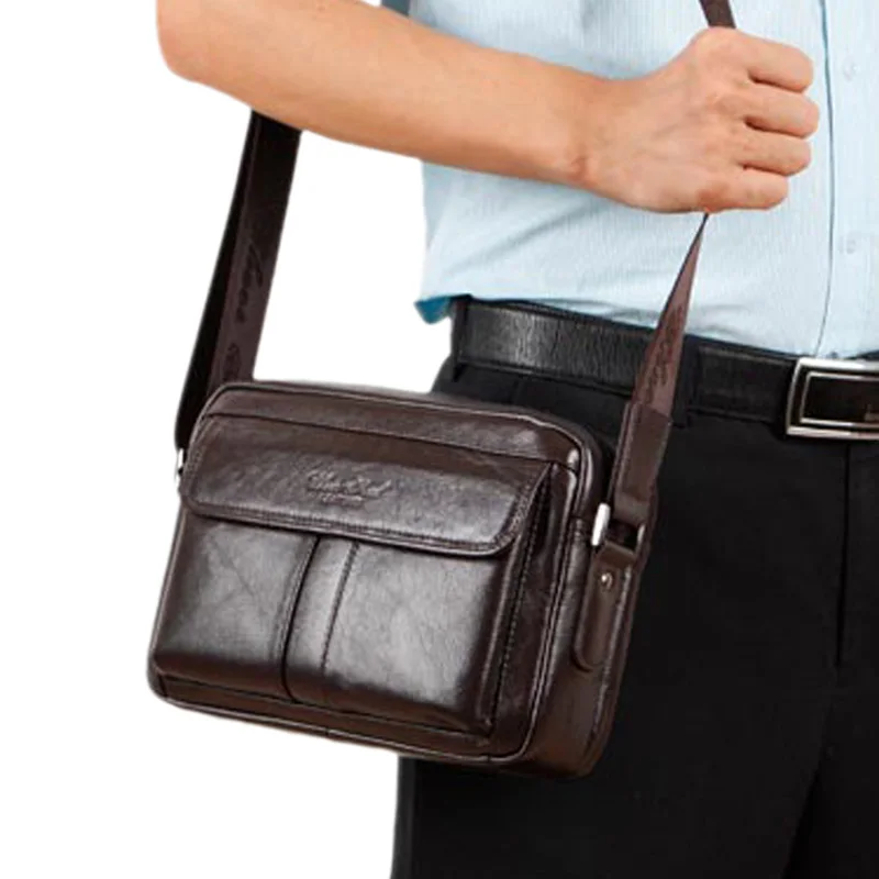 Imagem -02 - Bolsa Mensageiro de Couro Genuíno para Homens Primeira Camada de Couro de Vaqueiro Ombro Cruz Corpo Alta Qualidade Marca de Luxo Famoso Designer Bolsa de Negócios