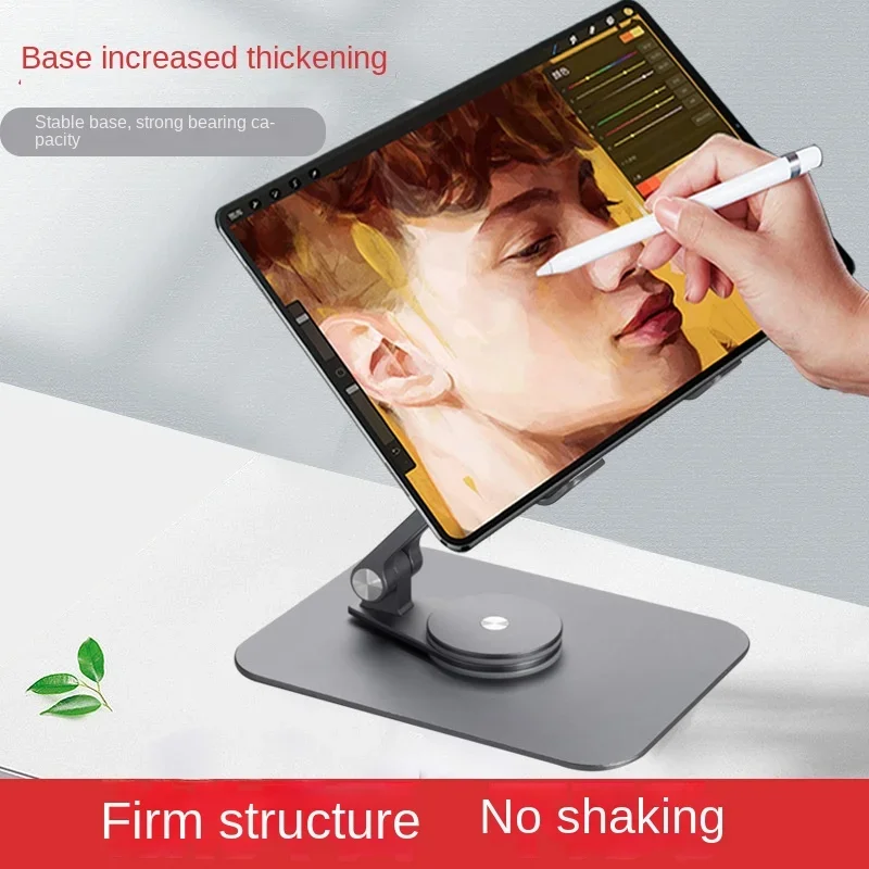 Desktop Aluminum Alloy Tablet Holder, Computer Bracket, 360 Degree Rotating, Lifting, Folding, Portable Pad