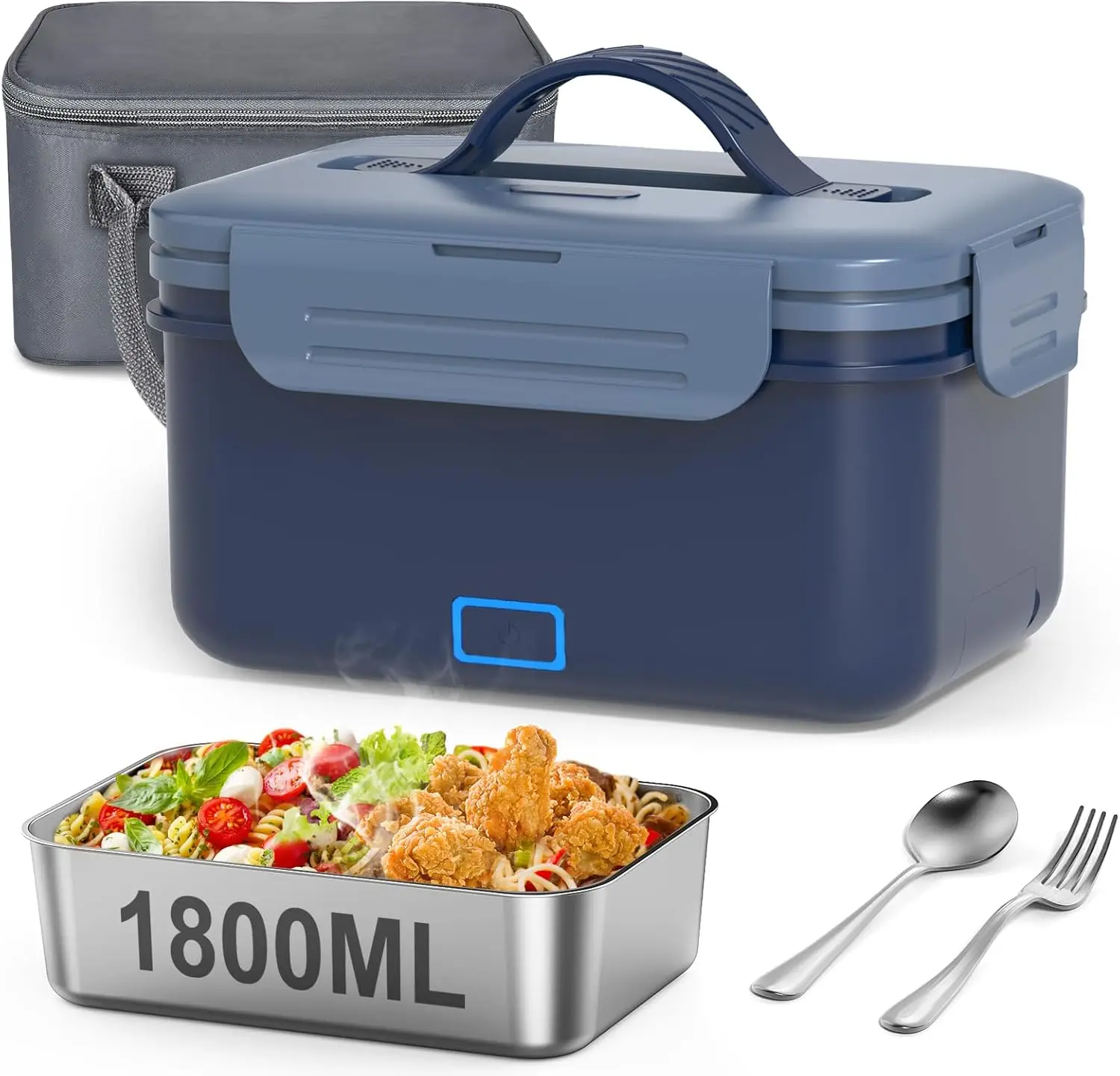 

Перезаряжаемый портативный подогреватель еды, беспроводной ланч-бокс с подогревом 1,8 л для автомобилей, офиса, путешествий, подарков