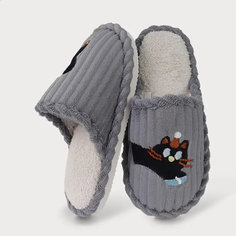 Cartoon-Katzenmuster Warme Hausschuhe für Damen Weiche Leichte Rutschfeste Plüsch-Hausschuhe 2026 Winter Paar-Modell Übergrößen Flauschige Schuhe – Detail 7