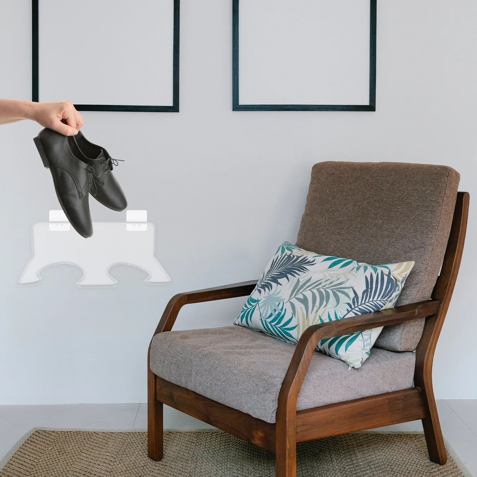 

2pcs White Wall-mounted Shoe Rack for Long Boots Storage Organizer Modern Hook Easy Install Bathroom Room Dressing Shoe