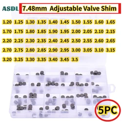 5pc 7.48 Valve Shim Motorcycle Engine Parts Adjustable Valve Pad Shims Complete Cams Thickness 1.6 1.7 1.75 1.8 1.85 1.9 2.1 2.2