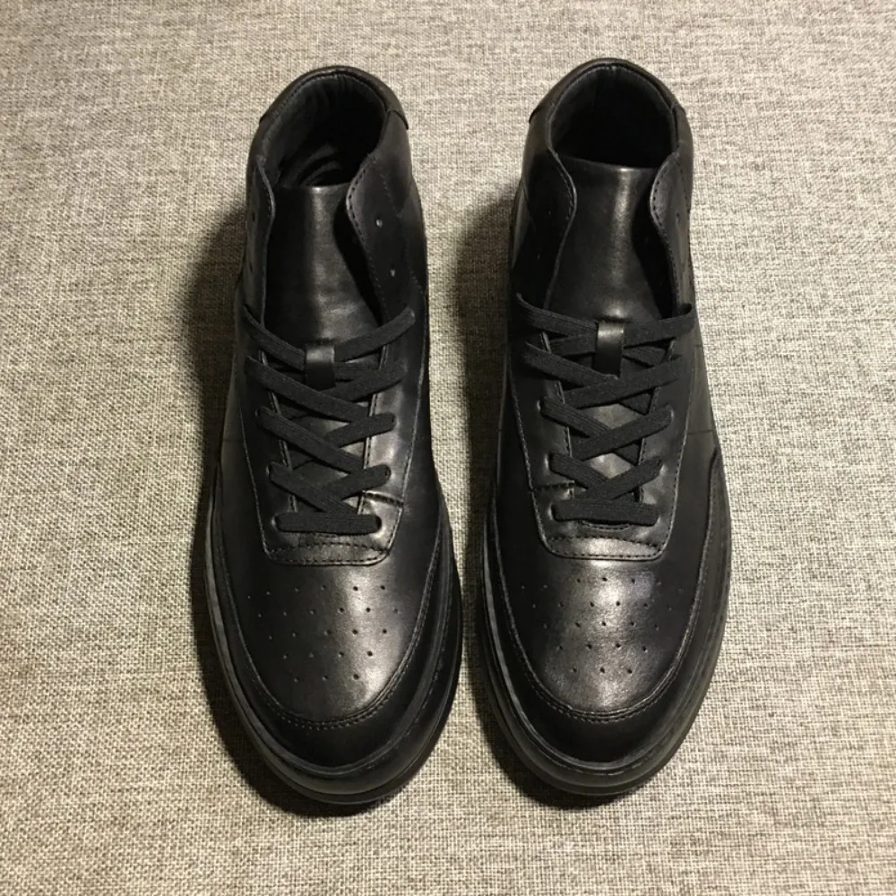 

QHCCID Minimalist Leather Boots Men's Shoes for Spring and Autumn Versatile Casual Shoes, Men's High-Top Shoes