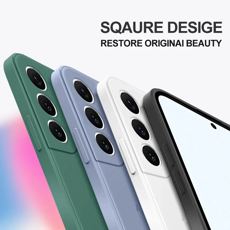 S22 الترا حافظة مربعة السائل سيليكون لينة غطاء لسامسونج غالاكسي S23U S22 الترا زائد S22ultra S22Plus 5G الهاتف الأصلي
