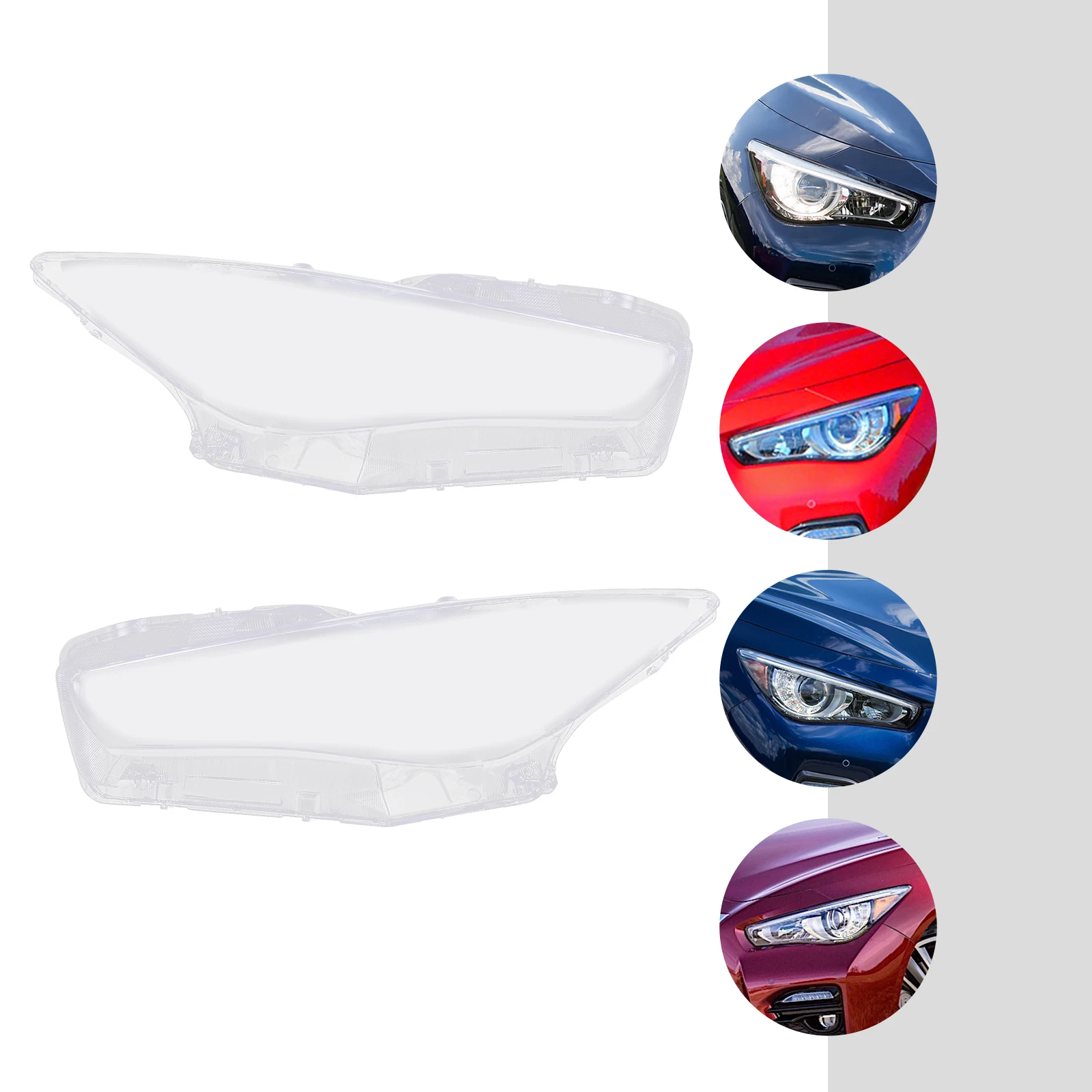 Front Left&Right Headlight Headlamp Lens Cover for Infiniti Q50 2014 2015 2016 2017 2018 2019 2020 2021