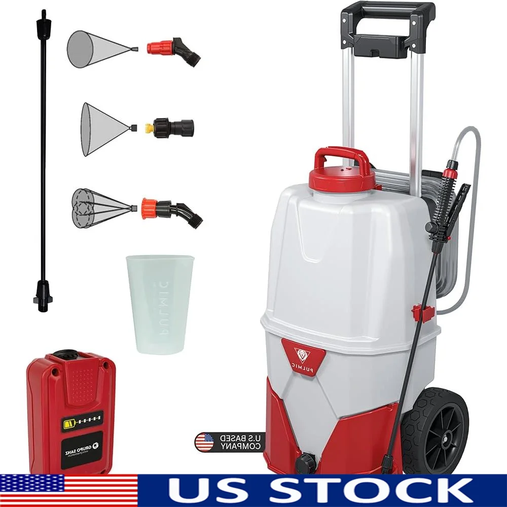 

Electric Sprayer 9.25 Gallon Cart Sprayer 18V Lithium Battery 60 PSI 3 Speed Adjustable Nozzles Garden Agricultural Use