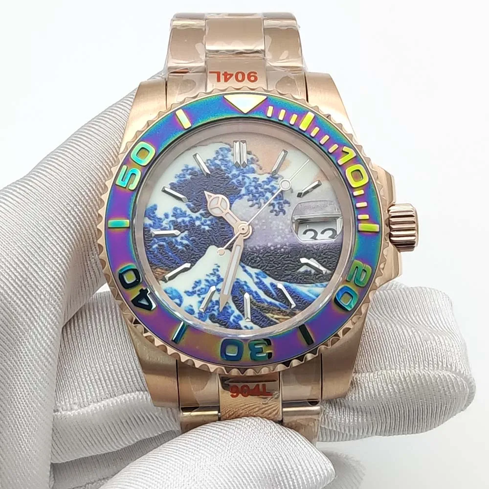 Men\'s Luxury Fashion Mechanical Watch NH35 Movement Sapphire Glass Fully Luminous Sterile Dial Watch Rose Gold Waterproof Watch