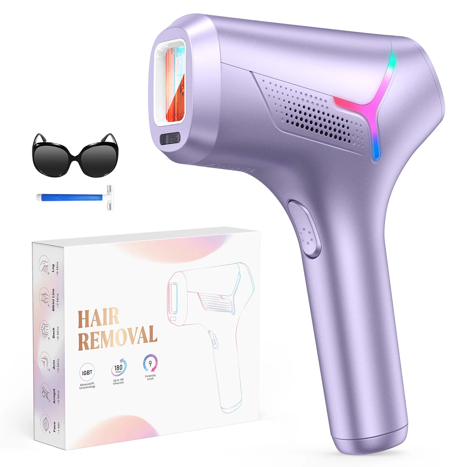 990000   Knippert Laserontharing voor dames en heren IPL-ontharing Lichaamsbikini en gezichtsgebieden Pijnloze permanente ontharing - afbeelding 1