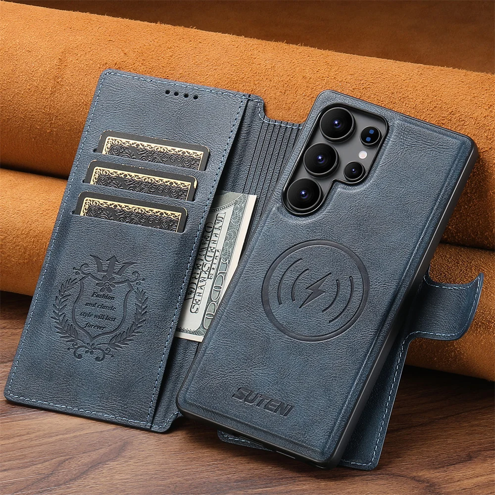 

Detachable Magnetic Wallet Case Card Holder Phone Case for Samsung Galaxy S25 S24 S23 S22 Ultra Leather Protective Cover