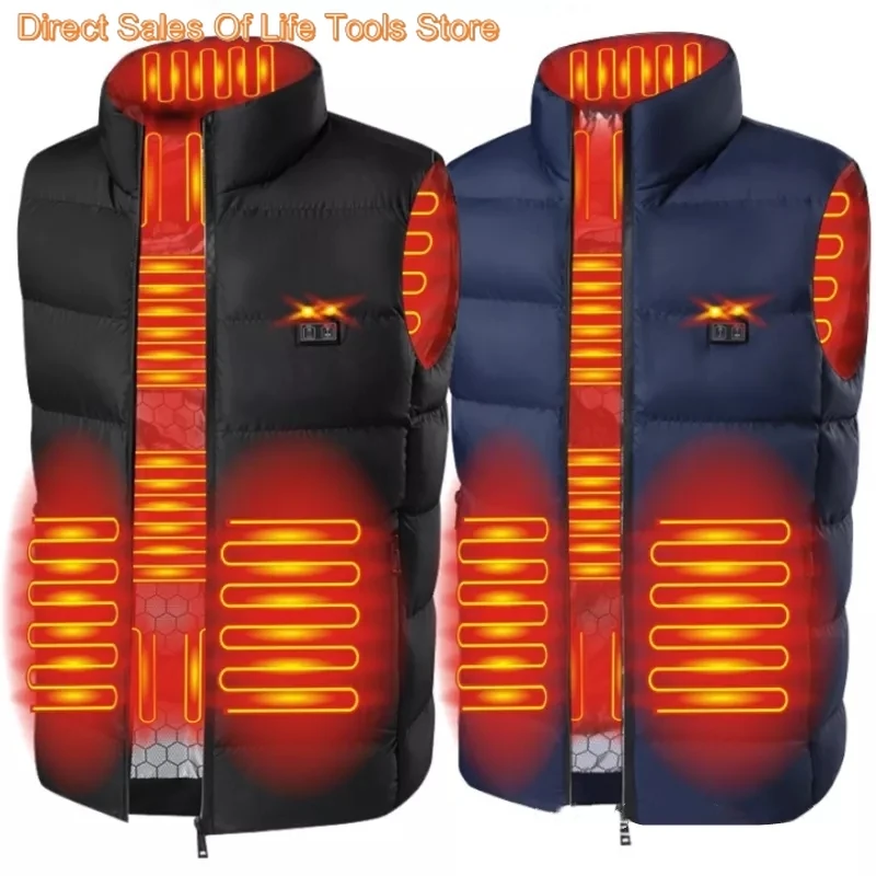 9 Areas Heated Vest Jacket USB Men Winter Electrically Heated Thermal Waistcoat for Hunting Hiking Warm Hunting Jacket