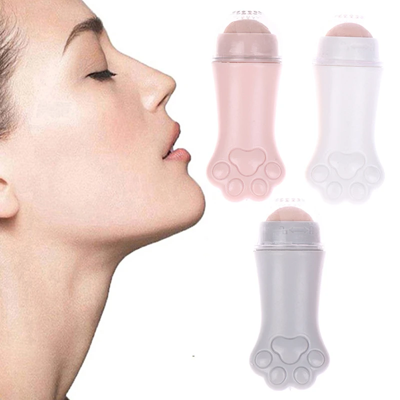 Cute Face Oil Absorbing Roller Natural Volcanic Stone Oil Remover T-Zone Oil Removing Rolling Stick Facial Pore Cleaning Tools