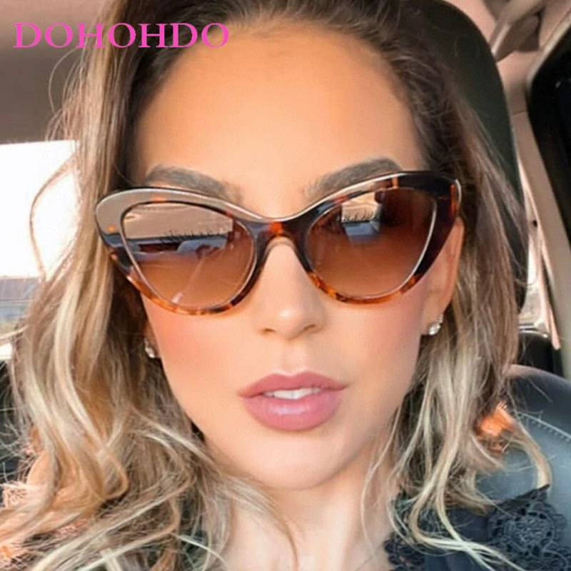 

DOHOHDO Popular Fashion Cat Eye Sunglasses Women Retro Beige Black Shades UV400 Female Trending Men Sun Glasses Eyewear UV400