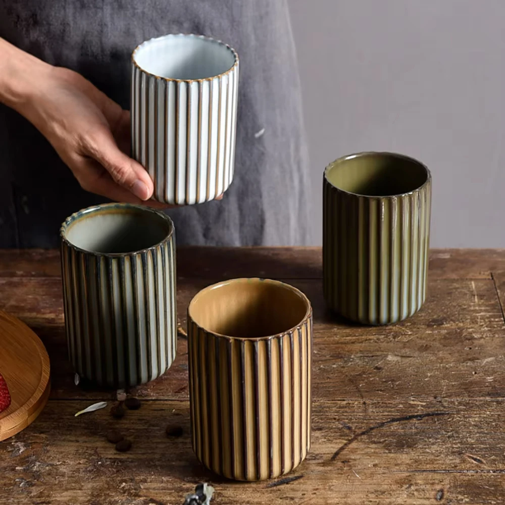 كوب قهوة سيراميك مخطط عموديًا، - مراجعة Handmade Ceramic Mug وسعره