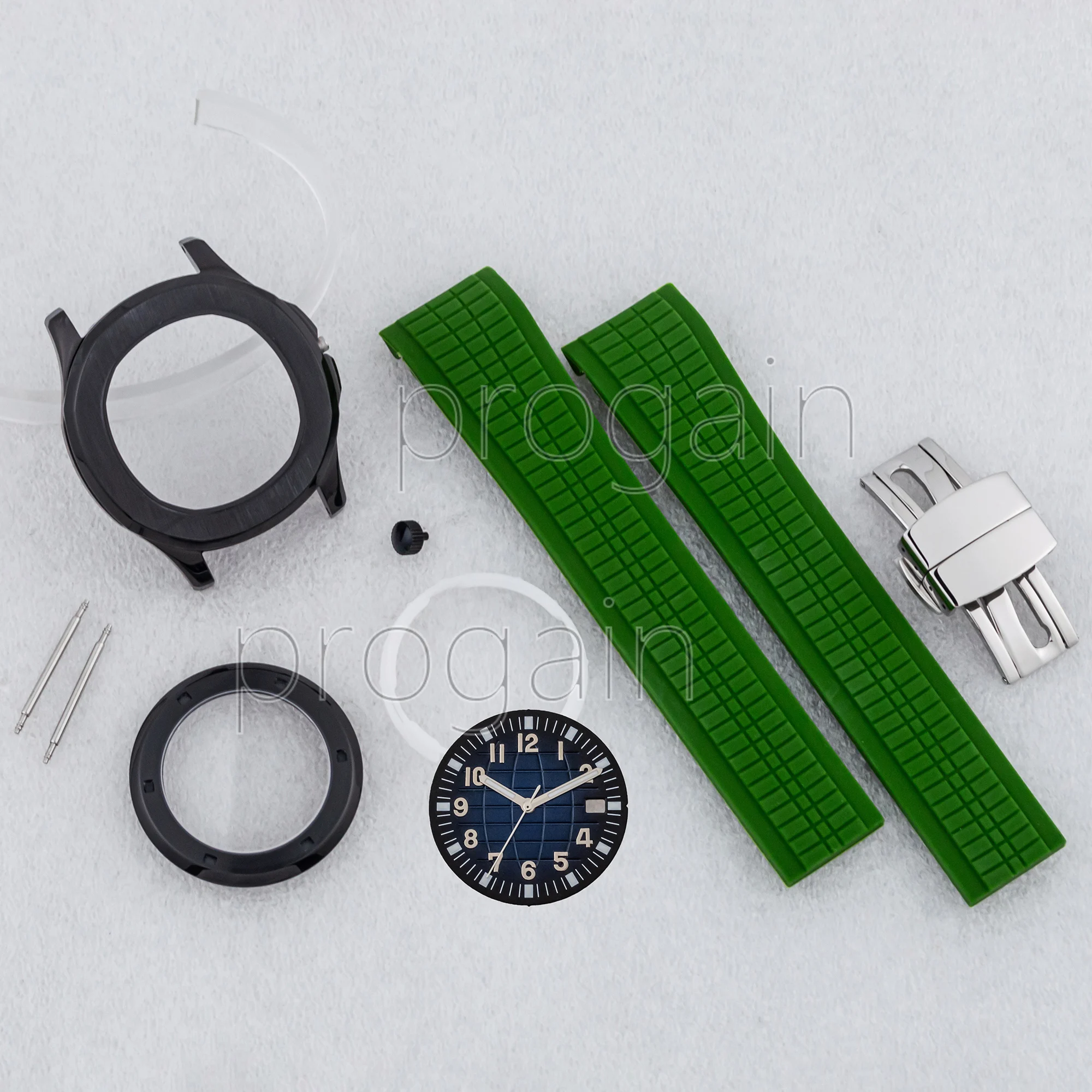 Nh35 Case Roestvrijstalen Horlogekast Rubberen Band 32Mm Wijzerplaat Horloge Onderdelen Voor Nautilus Aquanaut Nh35 Nh36 Mechanische Beweging