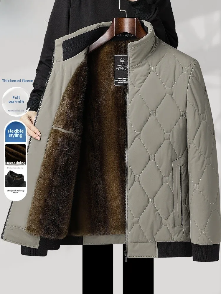 

Зимняя повседневная куртка из хлопка с воротником-стойкой для мужчин среднего возраста, деловой повседневный стиль