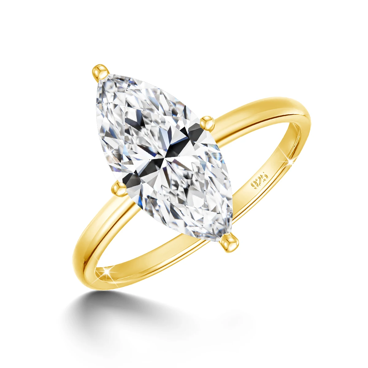 18K Farbige 3 Karat Marquise-Schliff Moissanit-Ringe für Damen, 925 Sterling Silber Labor-Diamant Hochzeitsband Verlobungsring Schmuck – Detail 3