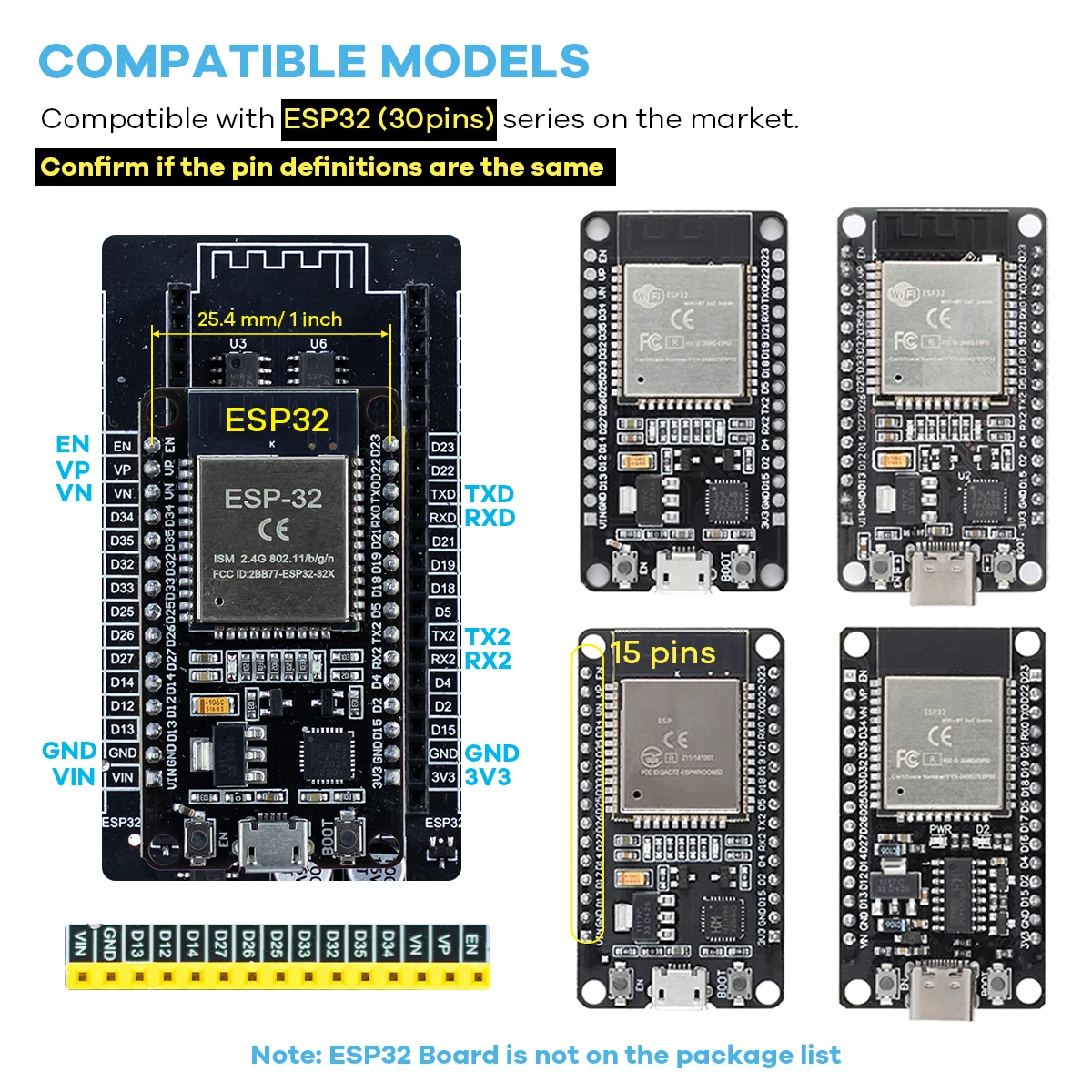 Freenove Breakout Board for ESP32 / ESP32-S3 WROVER WROOM, Terminal Block Freenove Breakout Board for ESP32 / ESP32-S3 WROVER WROOM, Terminal Block